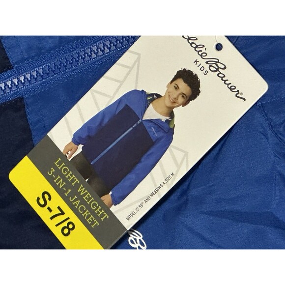 NEW Eddie Bauer Boys Small 7/8 Lone Peak 3-in-1 Jacket Fleece Lined Blue Camo - Picture 10 of 10